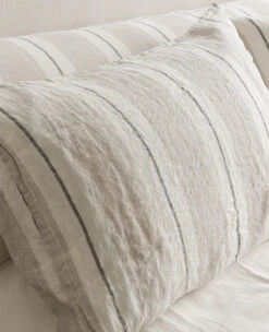 Washed Linen Stripe Flax/Granite -Home Textiles Shop LavatoStripeFlax Granite11