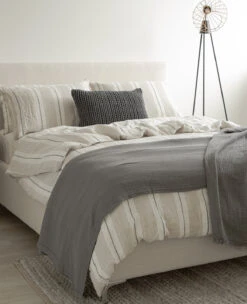 Washed Linen Stripe Flax/Granite -Home Textiles Shop LavatoStripeFlax Granite2