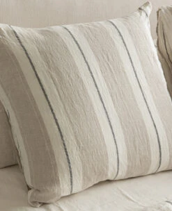 Washed Linen Stripe Flax/Granite -Home Textiles Shop LavatoStripeFlax Granite7