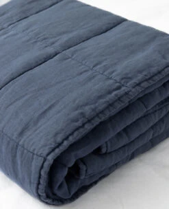Camden Linen Quilt Navy -Home Textiles Shop Linen Navy Box Quilt4