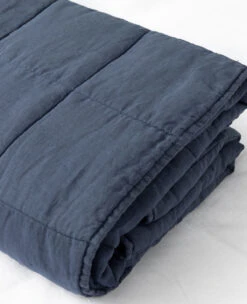Camden Linen Quilt Navy -Home Textiles Shop Linen Navy Box Quilt5