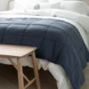 Camden Linen Quilt Navy -Home Textiles Shop Linen Navy Box Quilt6