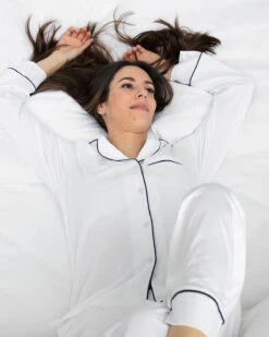 Luxe Pima Jersey PJ White/Navy -Home Textiles Shop Luxe Pima Jersey PJ White Navy1