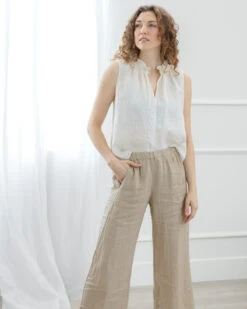 Velvet Maisie Sleeveless Linen Shirt -Home Textiles Shop Maisie Sleeveless Linen Shirt2