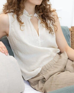 Velvet Maisie Sleeveless Linen Shirt -Home Textiles Shop Maisie Sleeveless Linen Shirt3