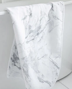 Marbled Towel White/Silver -Home Textiles Shop Marbled Towel White Silver