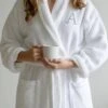 Monogram Organic Robe -Home Textiles Shop Monogramed Robe White 3