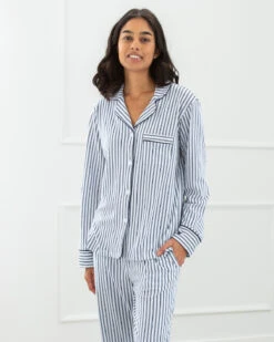 Navy Ticking Pima Cotton Jersey PJ -Home Textiles Shop Navy Ticking Pima Cotton Jersey PJ6
