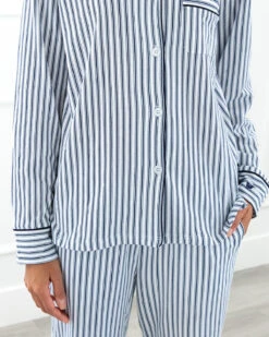 Navy Ticking Pima Cotton Jersey PJ -Home Textiles Shop Navy Ticking Pima Cotton Jersey PJ9