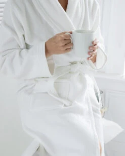 Organic Cotton Terry Robe White 9 Organic Cotton Terry Robe White -Home Textiles Shop OrganicCottonTerryRobeWhite2