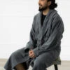 Organic Cotton Terry Robe Charcoal 1 Organic Cotton Terry Robe Charcoal -Home Textiles Shop OrganicTerryCottonRobeCharcoal1