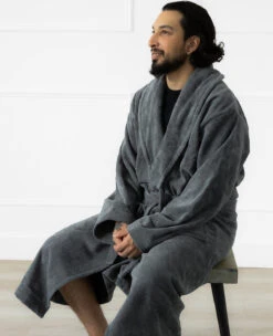 Organic Cotton Terry Robe Charcoal