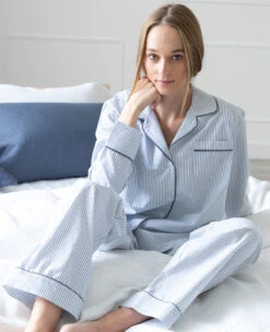 Oxford Stripe PJ Navy -Home Textiles Shop OxfordStripePJSetNavy3