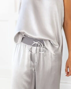 Jolie Cropped Satin Pyjama Pant -Home Textiles Shop PJ Harlow Jolie Silverweb