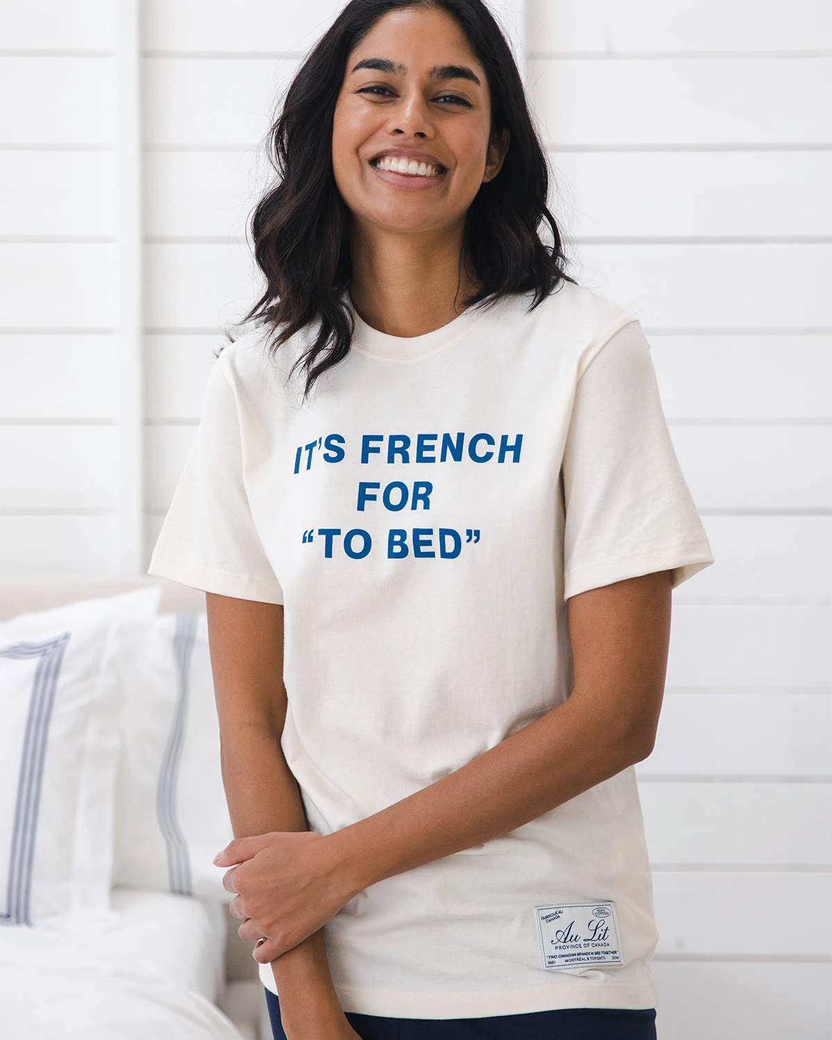 Au Lit X Province Of Canada French For To Bed Tee 6 Au Lit X Province Of Canada French For To Bed Tee - Image 4