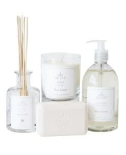 Pure Linen Scented Bath Set With Candle