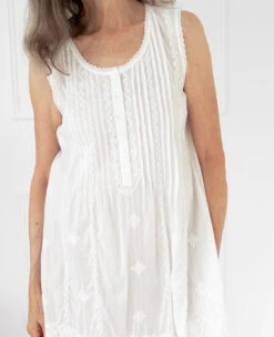 Sarah Cotton Nightie -Home Textiles Shop Sarah Pleated Front Nightie 2
