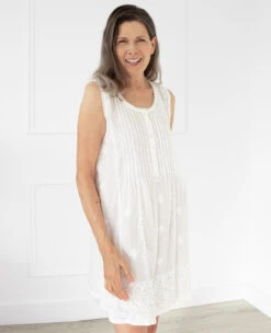 Sarah Cotton Nightie -Home Textiles Shop Sarah Pleated Front Nightie 3