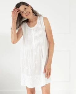 Sarah Cotton Nightie -Home Textiles Shop Sarah Pleated Front Nightie 4