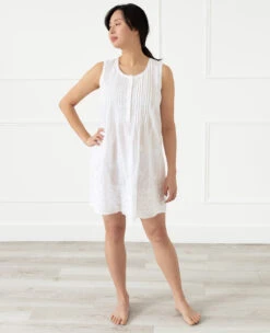 Sarah Cotton Nightie -Home Textiles Shop Sarah Pleated Front Nightie1