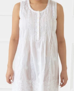 Sarah Cotton Nightie -Home Textiles Shop Sarah Pleated Front Nightie5