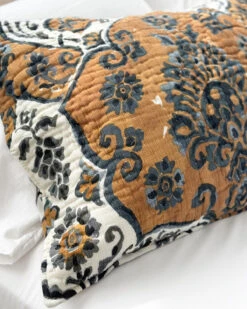 Sophia Quilt Ochre -Home Textiles Shop Sophia Linen Quilt Ochre3