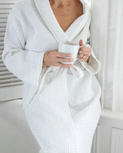 Spa White Waffle Robe -Home Textiles Shop SpaWhiteWaffleRobe5