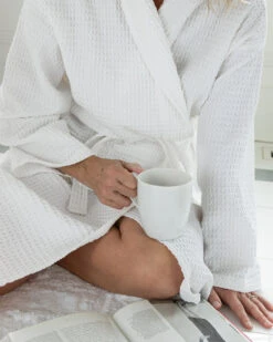 Spa White Waffle Robe -Home Textiles Shop SpaWhiteWaffleRobebeauty1