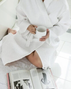 Spa White Waffle Robe -Home Textiles Shop SpaWhiteWaffleRobebeauty2