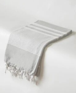 Ege Turkish Striped Fouta -Home Textiles Shop Striped Fouta bath Towel silver