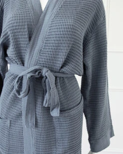 Washed Cotton/Bamboo Waffle Robe Sea Blue 14 Washed Cotton/Bamboo Waffle Robe Sea Blue -Home Textiles Shop Washed Cotton Bamboo Waffle Robe Sea Blue old1