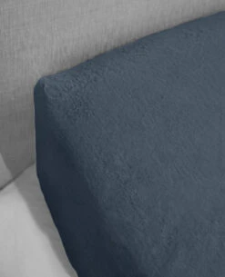 Washed 100% Linen Navy -Home Textiles Shop lavato flax fitted sheet2 copy