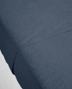 Washed 100% Linen Navy -Home Textiles Shop lavato flax navy flatsheet2 copy