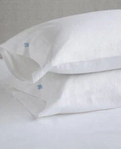 Maple Leaf Embroidered Linen & Cotton Pillow Cases - Limited Edition -Home Textiles Shop lavato white pillowcases Maple leaf airforce